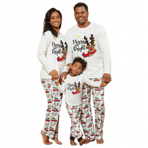 IFFEI Matching Family Pajamas Sets Christmas PJ's with Short Sleeve Black  Tee and HOHOHO Print Pants Loungewear with Pocket