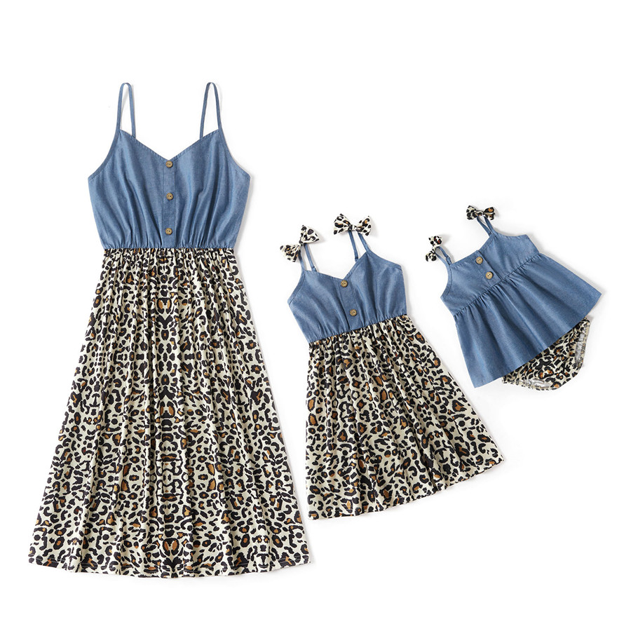 Blue Leopard Strappy Mother Daughter Dresses - Girl 3-6M
